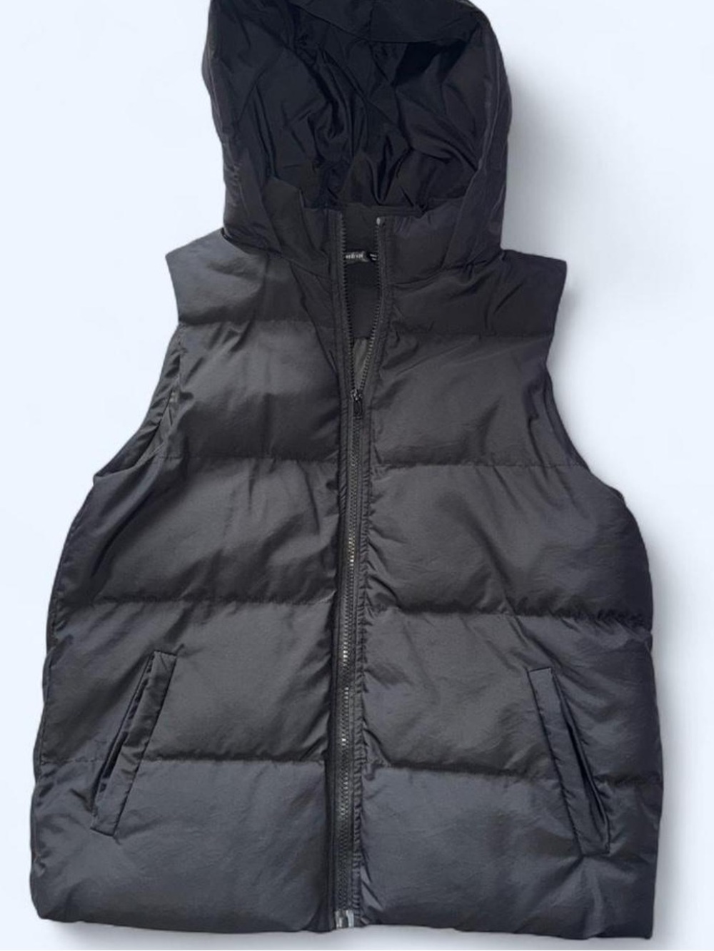 SHEIN Black Quilted Hooded Puffer Vest
